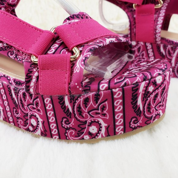 Fuchsia Pink Paisley Bandanna 2" harness strap shoes Comfy Pink Bandana - Picture 7 of 12